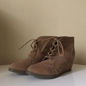 Madden Girl Taupe Domain Wedge Ankle Booties